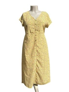 Studio B Yellow Floral Maxi Dress with Button-Front Detail